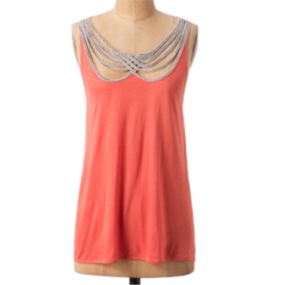 ANTHROPOLOGIE Coral Leifnotes Tank